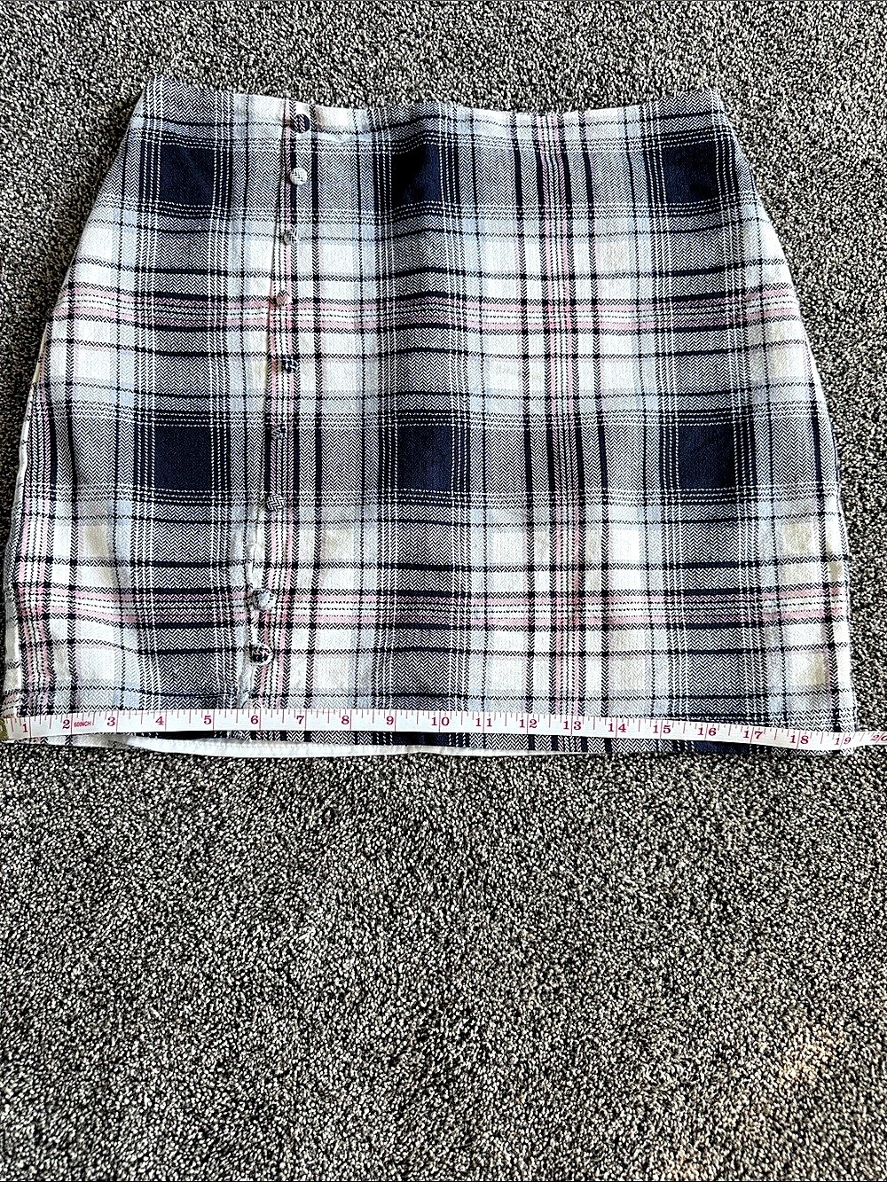 Blue Rain Plaid Mini Skirt in Blue, Pink & White Size Medium
